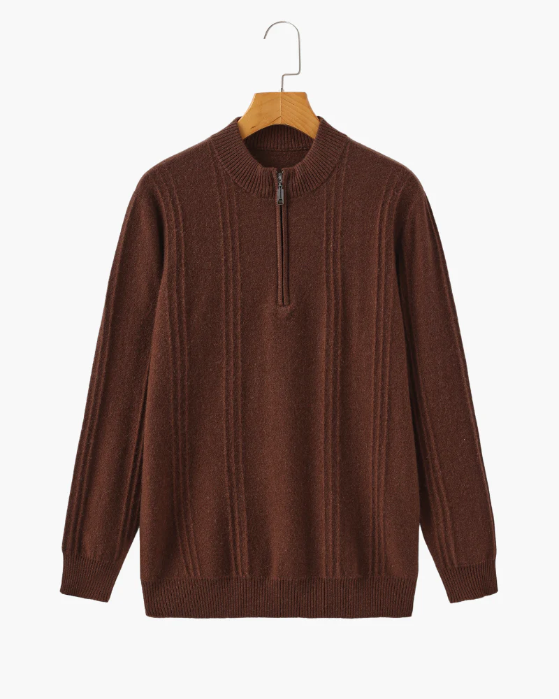 100% Cashmere Ribbed Half Zip
